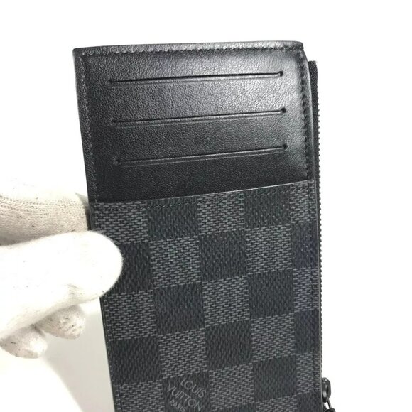 Auth LOUIS VUITTON N60354 Damier Graphite Utility-Coin Card Holder Wallet coin p - Picture 5 of 14